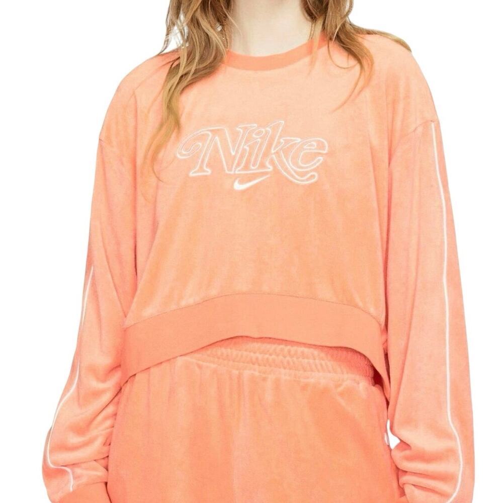 Nike Sweatshirt Cropped French Terry Retro Sz Xl Peach white Athletic Athleisure